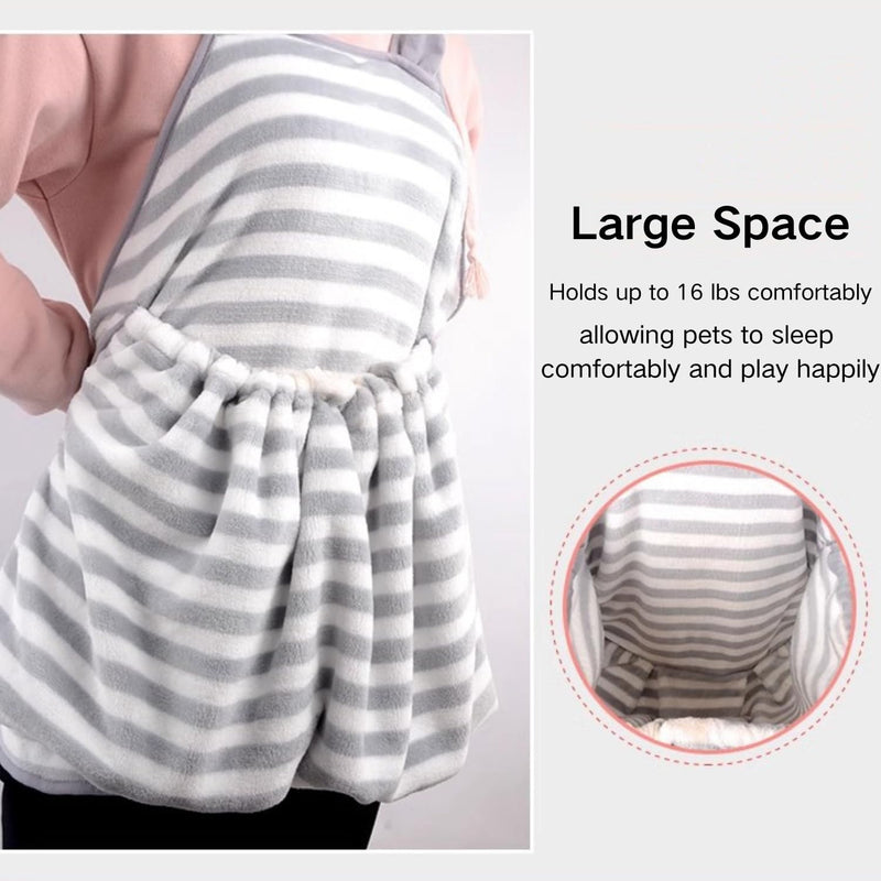 Ferret Sling Carrier - Fleece Small Pet Carrier Bag Soft Breathable Hands Free Shoulder Front Chest Apron Bonding Pouch Accompany Carrier for Small Dog Cat Ferret Rabbit (Grey) Grey - PawsPlanet Australia