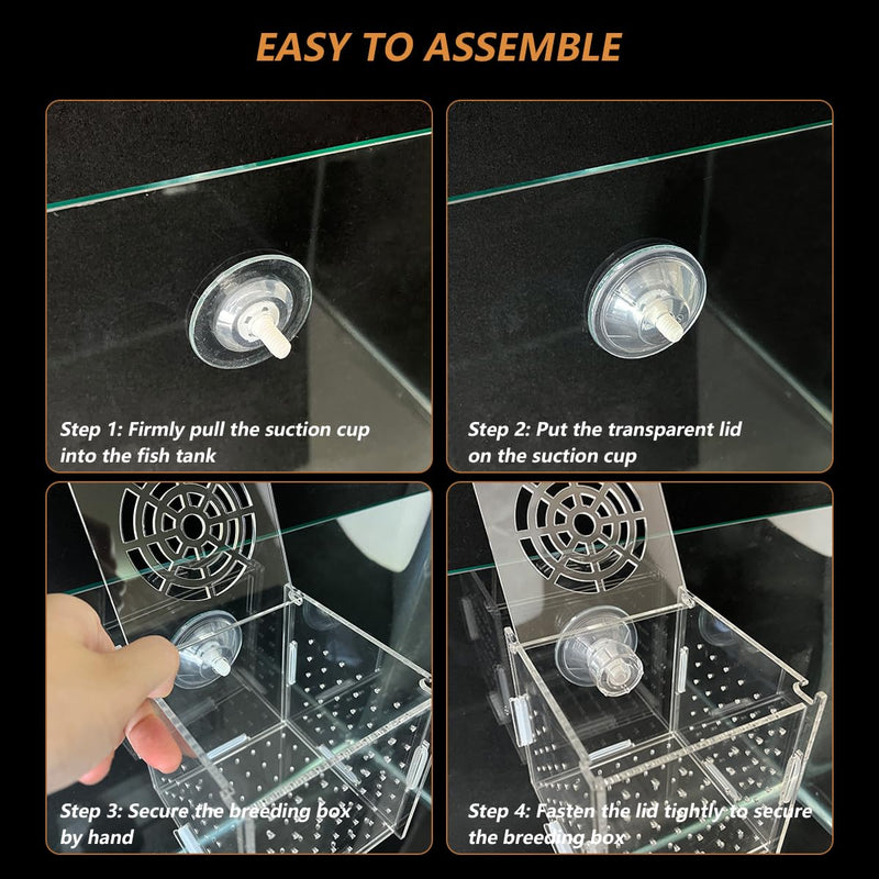 Acrylic Fish Breeding Box, Transparent Fish Isolation Box Hatchery Incubator with Suction Cups for Aquarium Fish Tank Guppy Shrimp Clownfish African Cichlids (4 * 4 * 4inch) 4*4*4inch - PawsPlanet Australia