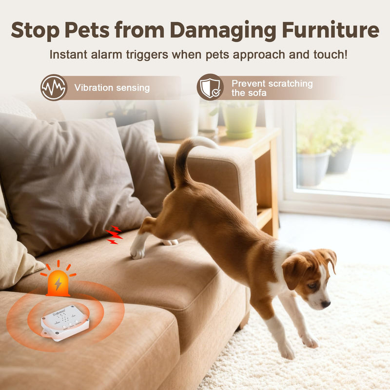Haoguo Pet Training Vibration-Sensing Alarm, Training Alarm with 3 Adjustable Sensitivity & Volume Settings, Anti-Misoperation Lock Mode, Protects Furniture from Pet Scratching