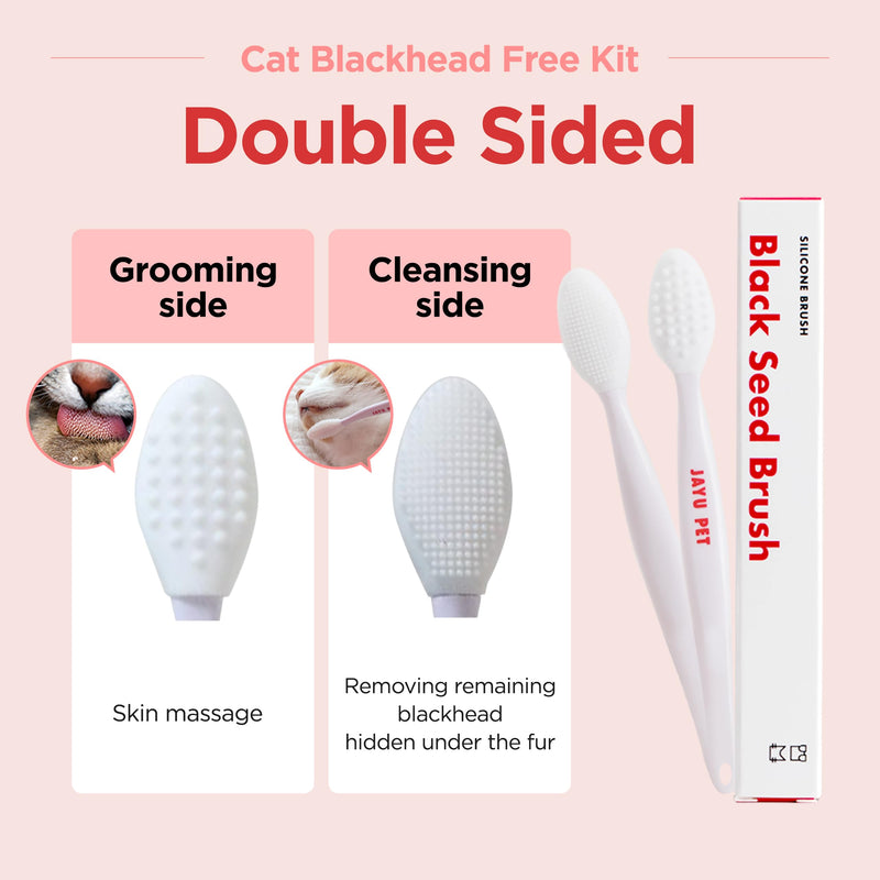 JAYU PET Cat Blackhead Free Kit – Black Seed Cleaner & Exfoliating Brush, Cat Chin Acne Treatment, Blackhead Remover, Hypoallergenic Safe Formula, Cat Grooming Kit for Clear & Healthy Skin