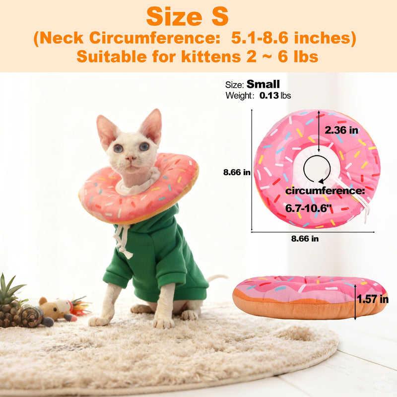 Cat Cone Collar Soft, Comfortable Cat Donut Collar After Surgery, Adjustable Elizabethan Recovery Collars & Cones to Stop Licking, Lightweight Neck Collar Soft Cone for Cats Kitten (Pink, Small) Pink S