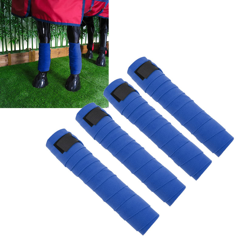 Horse Leg Wrap Self Adhesive Fleece Bandages 4pcs Multifunctional Support for Training Exercising (Blue)