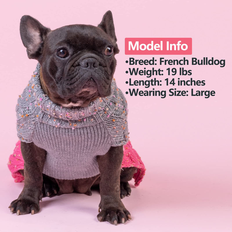 KYEESE Dog Sweater Color Block with Fuzzy Thread Knitted Turtleneck Dog Knitwear with dots in a Variety of Colors for Small Dogs Fall Winter Dog Clothes, Pink, M Medium (7-11lbs) 2# Pink - PawsPlanet Australia