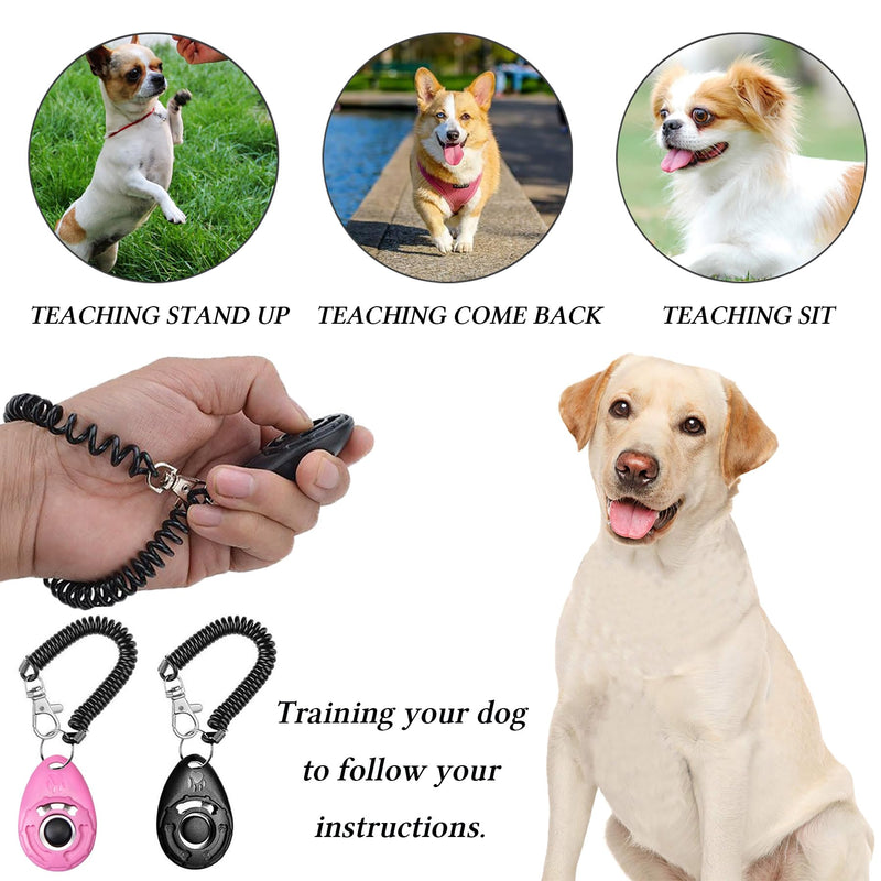 STMK Dog Treat Pouch Dog Clicker Training Kit, Dog Training Treat Pouch Dog Clicker for Training, 3 Ways to Wear Easily Carries Treat Pouches for Pet Training (Pink) Pink - PawsPlanet Australia