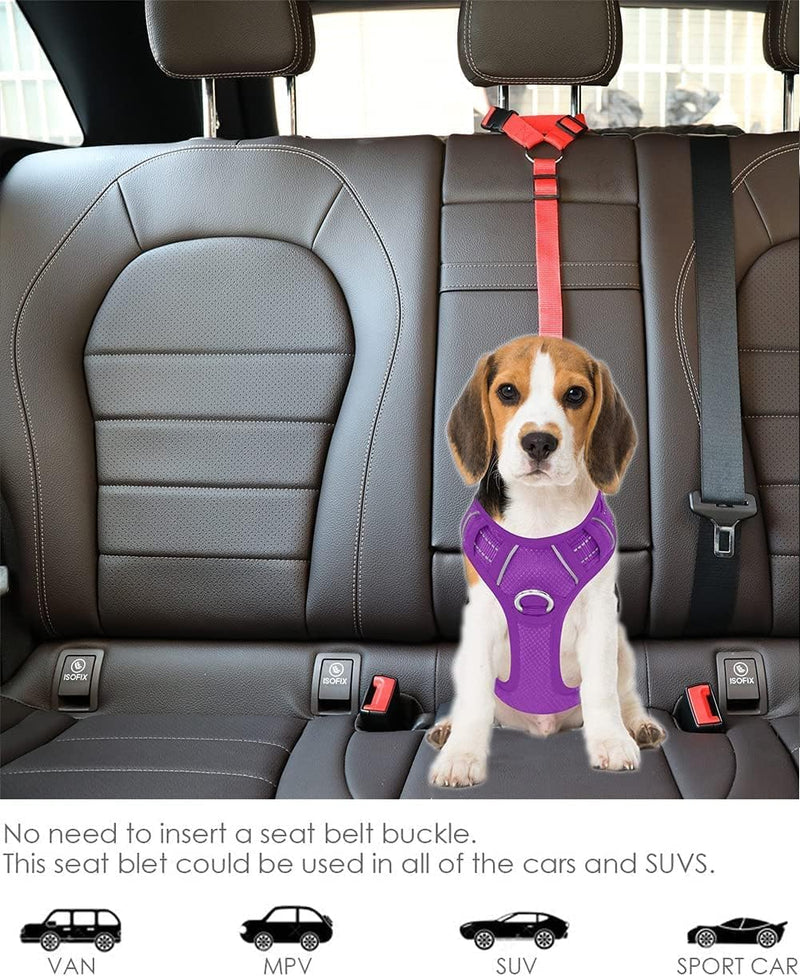 Dog Cat Safety Seat Belt Strap Car Headrest Restraint Adjustable Nylon Fabric Dog Restraints Vehicle Seatbelts Harness (Yellow, No Elastic Bungee-1pcs) Yellow - PawsPlanet Australia