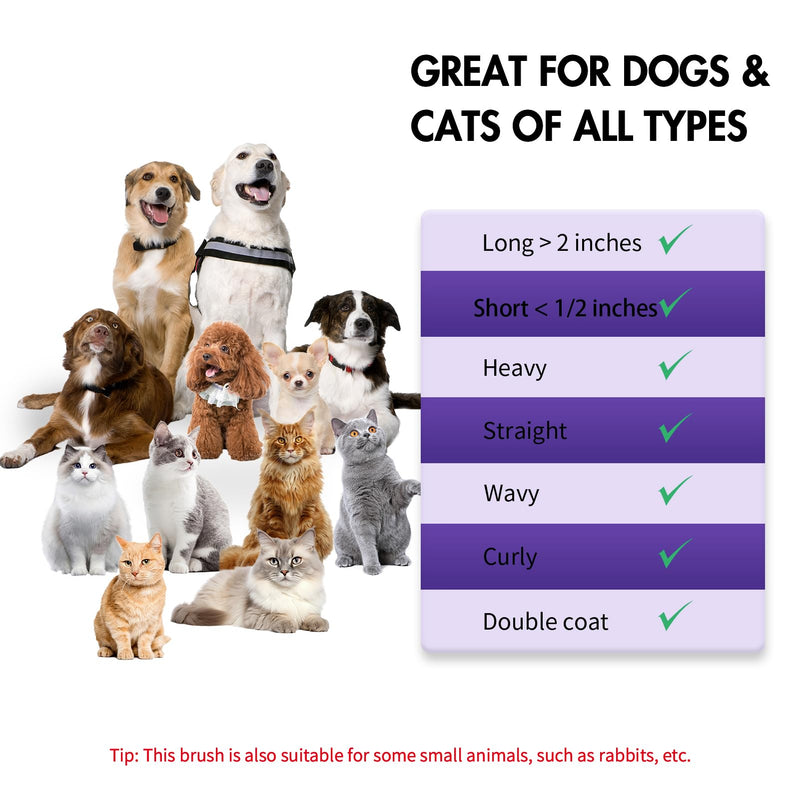 3PC Dog Brush Kit - Self-Cleaning Slicker Brush with Bath Brush & Undercoat Rake | Deshedding Tools for Large - Small Dogs & Cats, Professional Pet Grooming Set for Heavy Shedding, Purple 3 PCS Purple - PawsPlanet Australia