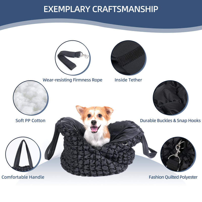 Pet Carrier Handheld and Shoulder-Carry for Dogs and Cats with Safety Leash 2-in-1 Fashion Quilted Pet Carrier - PawsPlanet Australia