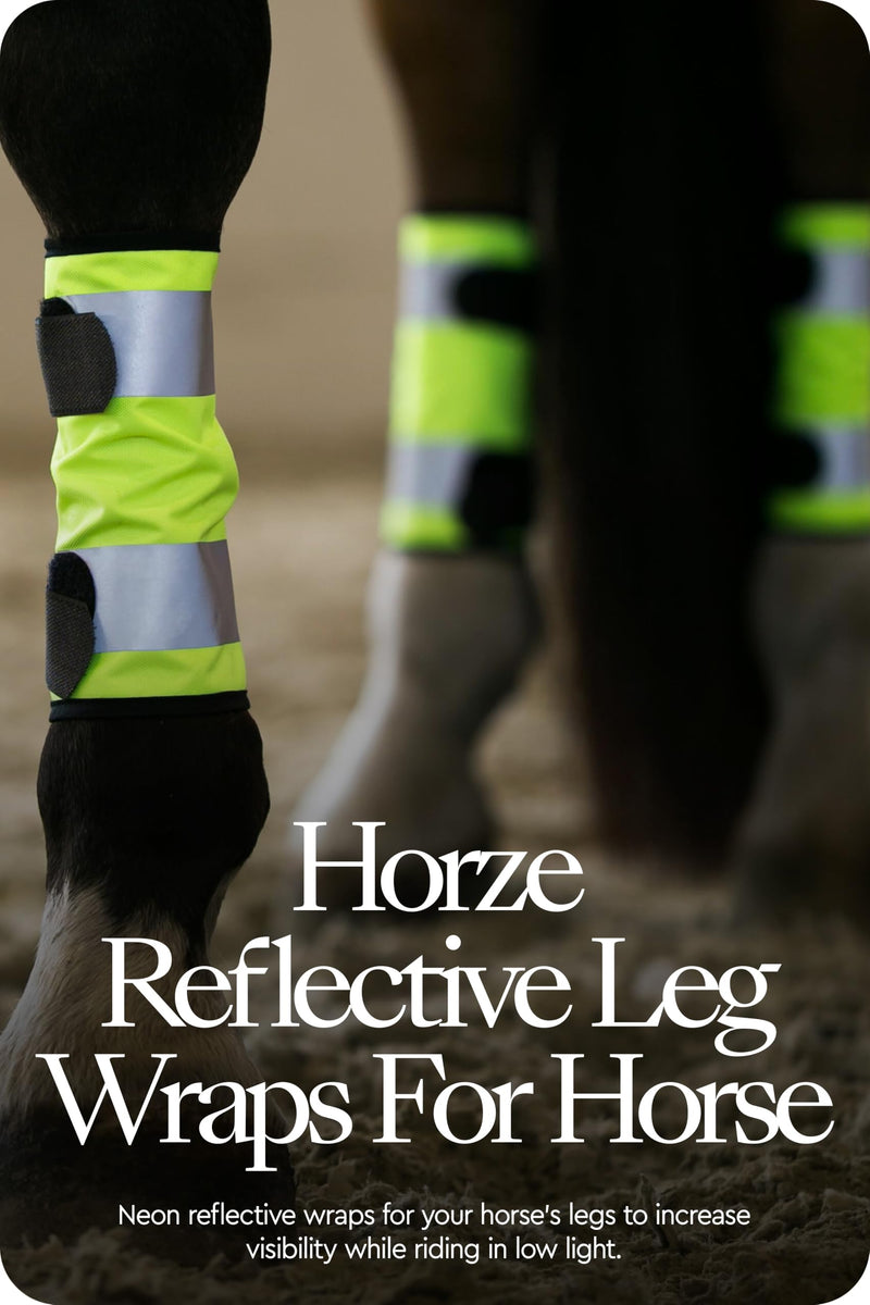 HORZE Reflective Leg Wraps for Horse-Pair - Yellow - One Size - PawsPlanet Australia