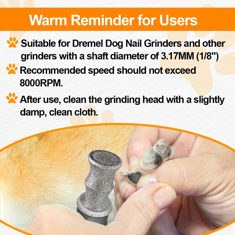 Diamond Rotary Pet Nail Grinder Bits Dog Nail Grinder Replacement Head -5PCS 1/8" Replacement Grinder Wheel for Animals Nail Care(Mixed) Set 1(5pcs) - PawsPlanet Australia