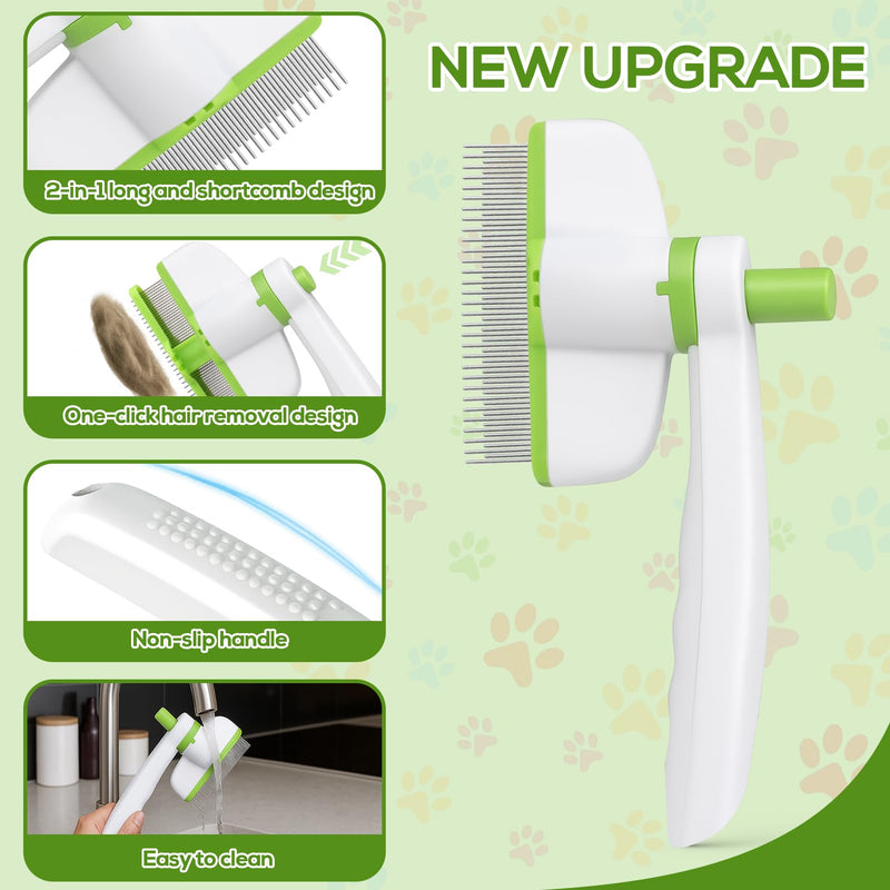 XANGNIER Rotatable Flea Comb for Cats Dogs Kittens Rabbit,Self Cleaning Pet Flea Comb Grooming Brush for Shedding and Detangling,Fine Tooth Tick Lice Comb for Short & Long Pet Hair Removal Tool,2 Pcs White - PawsPlanet Australia