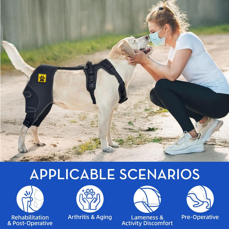 Dog Knee Brace for Cruciate ligament, Dog back Hind Leg Support Protector for Torn ACL Injuries，Recovery Aid, Warm Joint & Relief Pain, Premium Diving Cloth (Black, L) Black