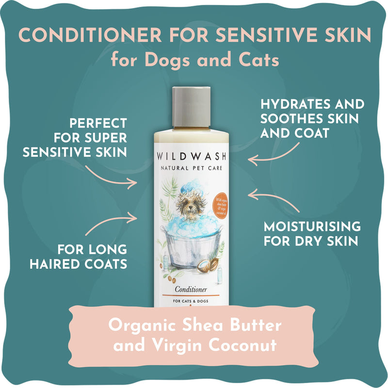 WildWash Purrfect Cat Shampoo with Added Catnip 250ml - Add Shine and Luminosity to Dull Hair - Natural, Sulphate and Paraben-Free for Sensitive Skin 250ml (Shampoo & Conditioner) 1x 250ml (Shampoo & Conditioner) - PawsPlanet Australia