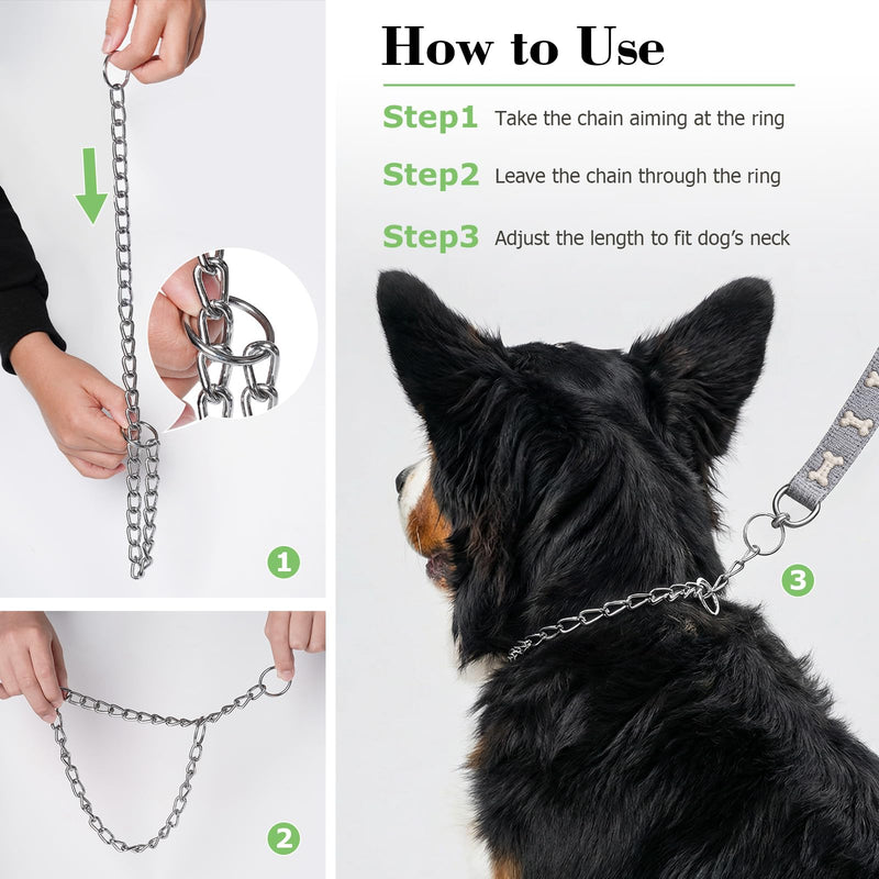 Choke Chain for Dogs Heavy Duty Slip Collars Chew Proof Metal Slip Link Dog Collar Chain for Medium Large Big XL Breed Dogs, Silver XL XL(Neck Max 22inch)D4mm - PawsPlanet Australia