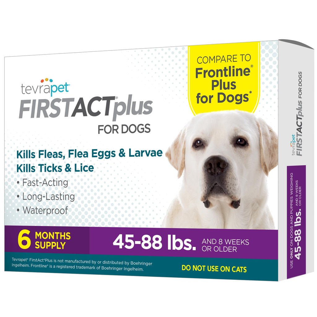 FirstAct Plus Flea Treatment for Dogs, Large Dogs 45-88 lbs, 6 Doses, Same Active Ingredients as Frontline Plus Flea and Tick Prevention for Dogs