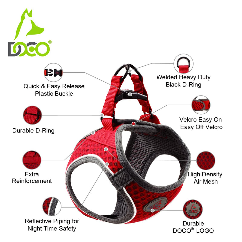 DOCO Dog Harness for Small Sized Dog - Athletica Adjustable, No Pull, No Choke, Puppy Vest Lightweight Air Mesh, Reflective, Puppy Essentials – Turquoise, X-Small (Chest 13.5"-14.", Weight 4–6 lbs) X Small (Chest: 13.5-14") - PawsPlanet Australia