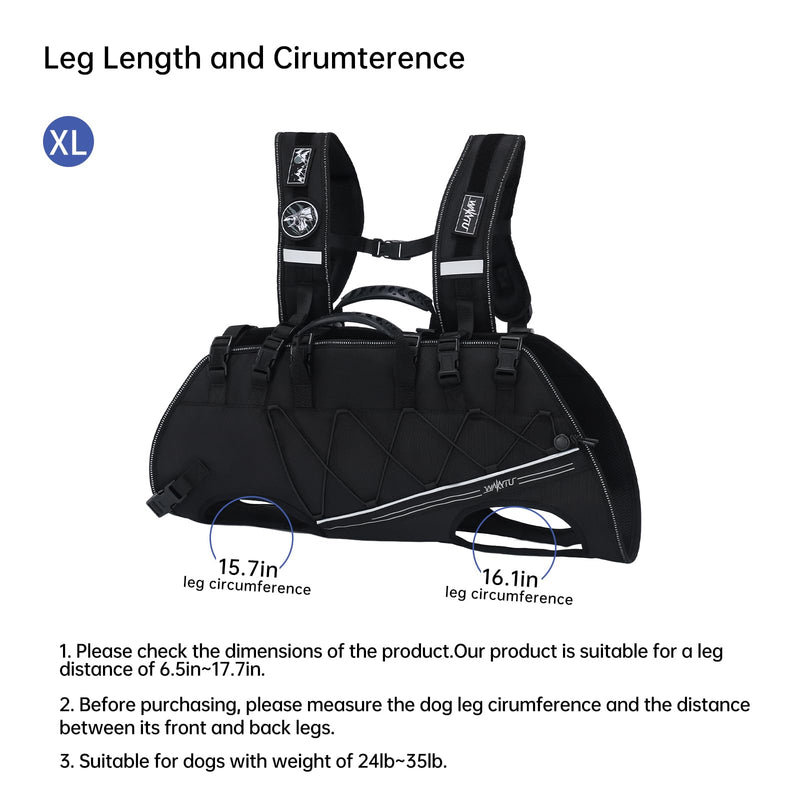 Dog Backpack Carrier for Small Dogs,Dog Lift Harness,Adjustable Padded Breathable Straps for Dogs, Disabled, Joint Injuries, Arthritis,XL(24-35LBS) XL Black - PawsPlanet Australia
