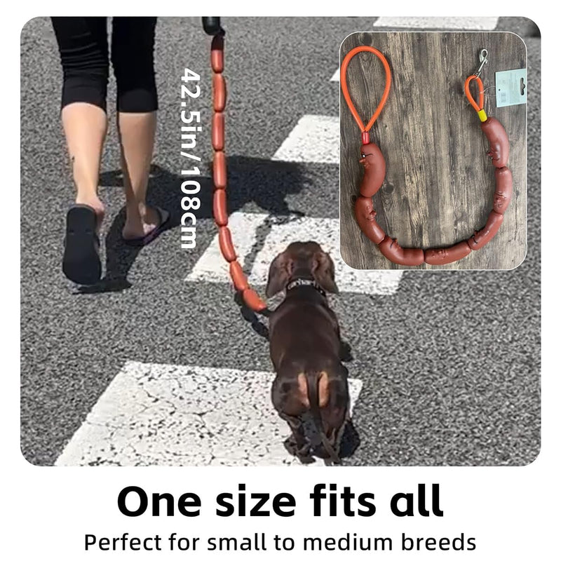 MANON ROSA Sausage Leash Hot Dog Walking Gear - Durable Rubber Wiener Hotdog Leash - Playful Pet Chew Toy for Small Dogs & Puppies, Cats & Outdoor Fun - PawsPlanet Australia
