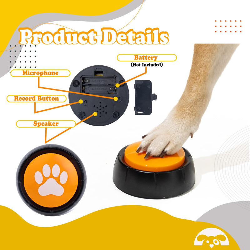 PetnBeyond Dog Talking Buttons - Communication Starter Pack, 4 PCS Dog Training Buttons, 30 Second Record Button for Pet Voice Training, Speaking Buttons for Cats and Dogs, 30s Voice Recordable Pet - PawsPlanet Australia