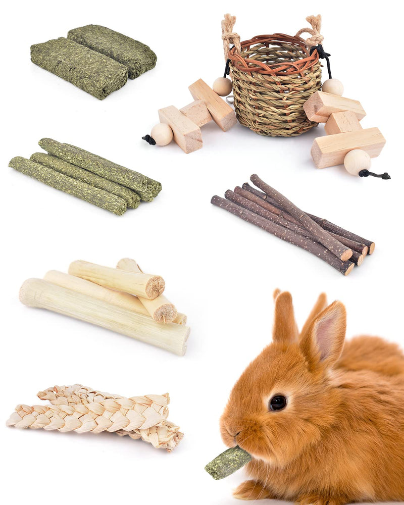 Bissap Rabbit Chew Toys, Natural Seagrass Hanging Basket Chews Water Plant Woven Bunny Chewing Treats for Guinea Pigs Chinchillas Hamsters Rats and Other Small Pets Teeth Grinding Toy