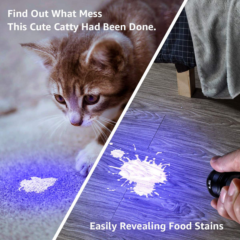 Lighting EVER Black Light Flashlight, Small UV Lights 395nm, Portable Ultraviolet Light Detector for Invisible Ink Pens, Dog Cat Pet Urine Stain, AAA Batteries Included 1 - PawsPlanet Australia
