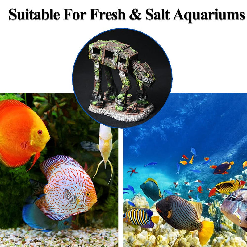 Fish Tank Decorations Star Wars Aquarium Accessories Small to Large Fish Tank Resin Decor for Betta Goldfish Hideouts Cave Hide Ornament Backgrounds (AT-Small) - PawsPlanet Australia