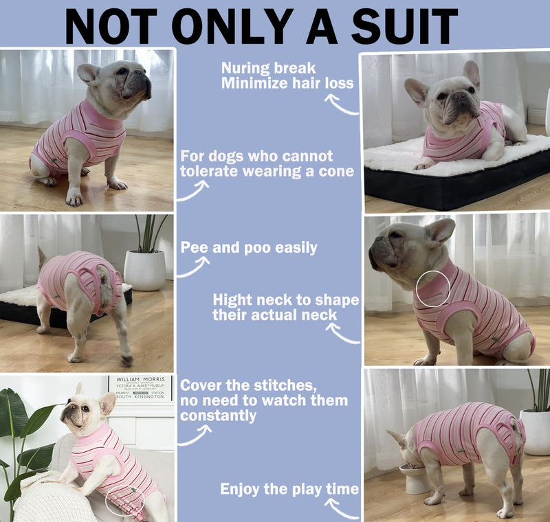 Dog Surgery Recovery Suit for Female Spay Post Surgery,Soft Surgical Recovery Puppy Onesie,Cone Alternative Recovery Bodysuit,Abdominal Wonds Anti Licking Surgery Suit,Striped Pink S Striped Pink - PawsPlanet Australia