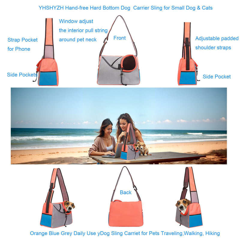 Small Dog Carrier Sling, Hands-Free Large Cat Carrier, Travel Pet Carriers, Breathable Mesh, Soft-Sided Crossbody Puppy Carrying Purse, for Pets, Walk, Vet, Hiking (Orange, Large) Orange - PawsPlanet Australia