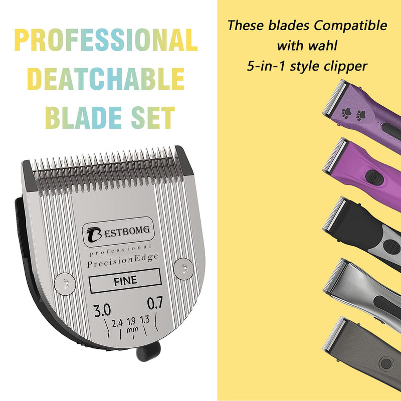 BESTBOMG Professional Animal 5-in-1 Adjustable Fine Blade Cut Length 0.7-3mm,Compatible with Wahl Arco,Bravura,Chromado,Creativa,Figura and Motion (3 PCS) - PawsPlanet Australia