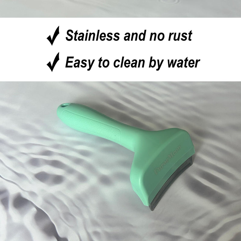 Pet Deshedding Tool with Curve Blade, Cat Grooming Brush, Tight V-shaped Teeth Shedding Comb for Cats and Dogs (Green, Small) Green - PawsPlanet Australia