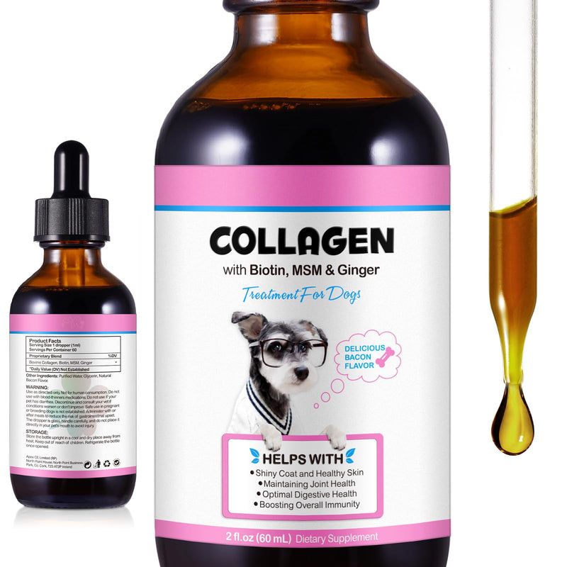 Liquid Collagen for Dogs – Daily Skin, Coat & Joint Support Collagen + | Promotes Mobility, Elasticity & Everyday Vitality | 60 ml Dog Supplement 1PC