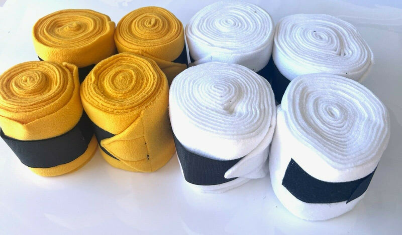 Fleece Horse Polo Wraps Set of 4 Bandages (White) White