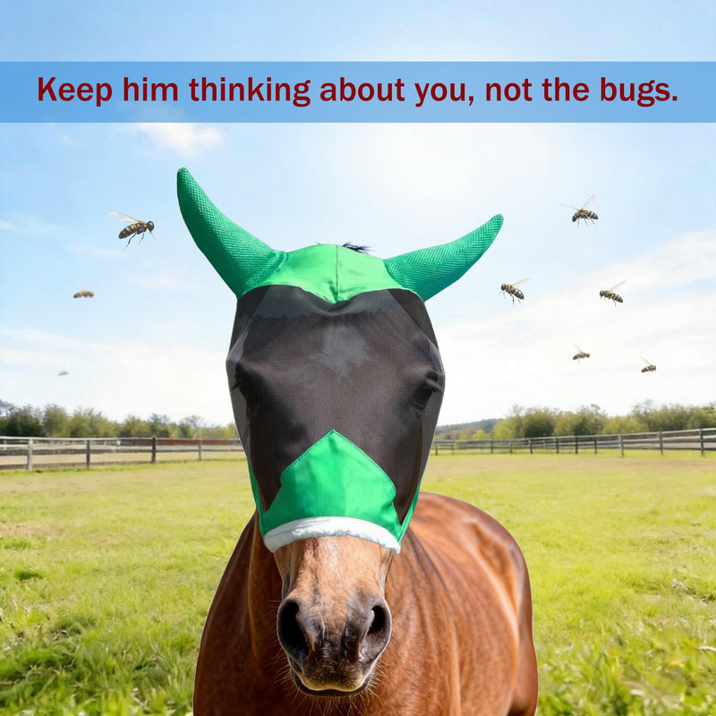 Horse Fly mask with Ears Cover |Soft Lightweight|Breathable Horse mask