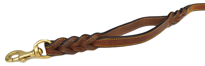 Soft Touch Collars Braided Leather Dog Leash Traffic Handle 6 FT x 3/4 INCH Brown - PawsPlanet Australia