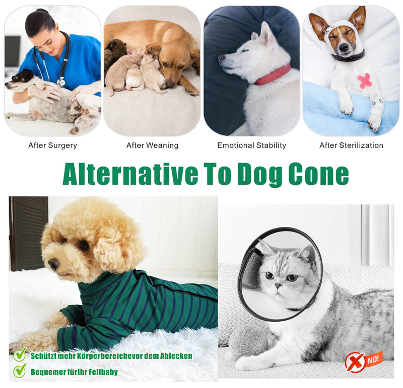 Dog Surgery Recovery Suit,Pet Recovery Shirt Cone E-Collar Alternative Pet Vest for Abdominal Wounds Medical Dog Bodysuit with Legs for Female Male Small Medium Dogs Cats (M, Green) M