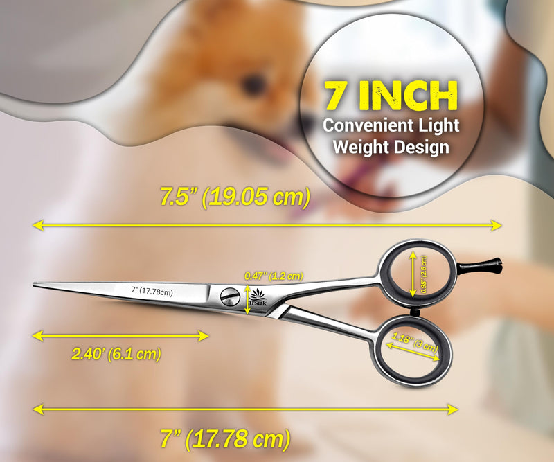 ARSUK Dog Grooming Scissors Straight 7-inch, Pet Hair Cutting Shears for Large & Small Dogs, Cats & Horses - Stainless Steel 7 Inch - PawsPlanet Australia