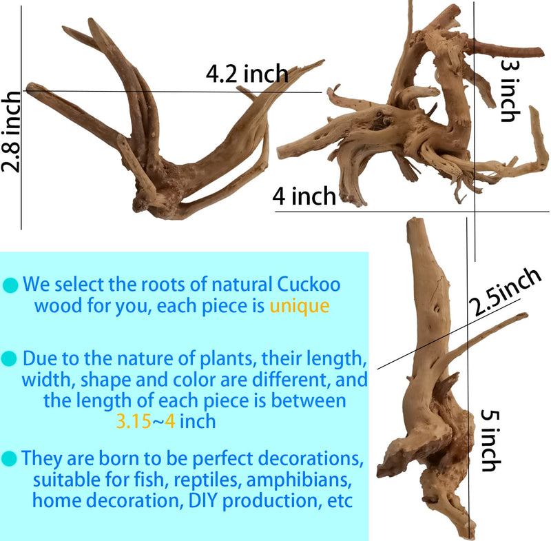8 Pack Natural Driftwood for Aquarium, Aquarium Decor Spider Wood Freshwater Fish Tank Reptile Driftwood Branch (3.15"- 4") 3.15"- 4" - PawsPlanet Australia
