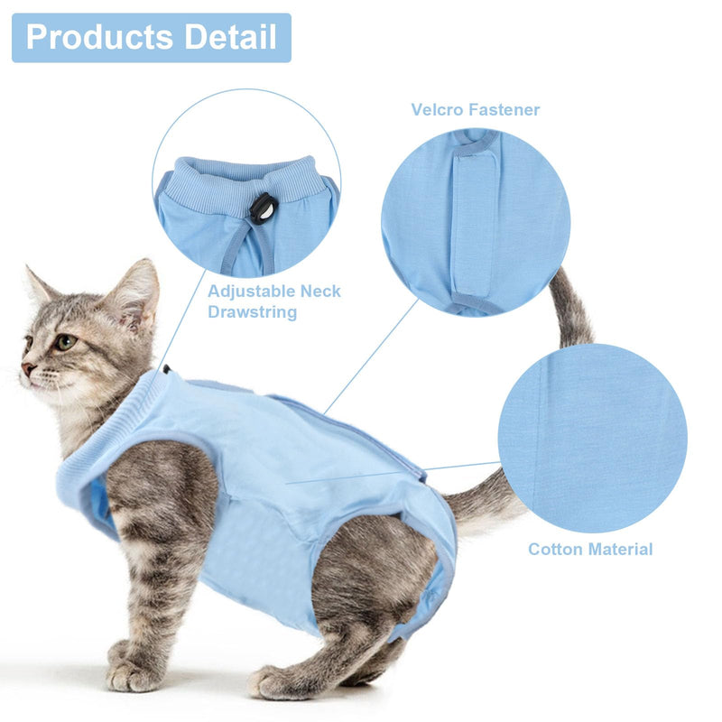 2PCS Cat Recovery Suit - Breathable Cat Surgical Recovery Suit, Onesie for Cats After Surgery Recovery, Alternative Cone of Shame Abdominal Wound Skin Wear Protection (Light Blue+Light Purple, L) Light Blue+Light Purple