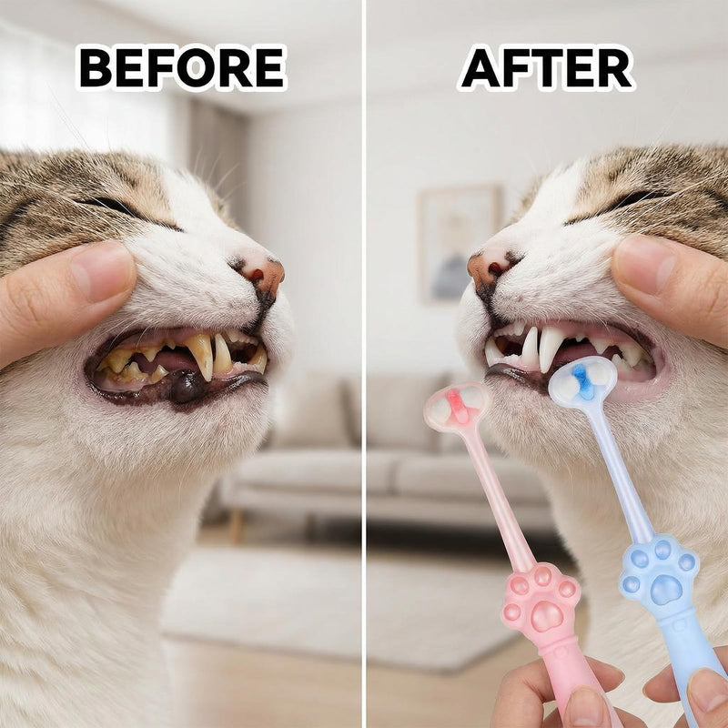 2 Pcs Puppy Tooth Brushing Kit 3-Sided Small Dog Toothbrush Puppy Toothbrushes Unique Head Teeth Brush Dogs Brush Addition Bad Breath Tartar Teeth for Small Medium Dogs