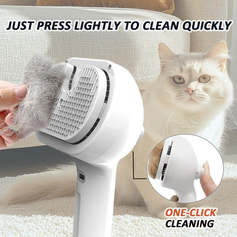 Fresh Fur Shower Brush, 3 In 1 Self Cleaning Pet Spray Hair Removal Comb, Pet Steamy Shower Brush + Bathing Solution, Removes Loose Hair & Reduces Shedding, for Long & Short Haired Pets (White) White - PawsPlanet Australia