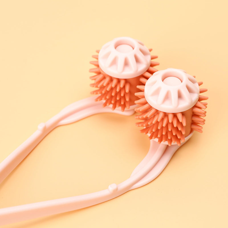 Cat Massager Roller Silicone Grooming Tool Relaxer Pink Stick with Pink Massage Face Thin Scroll Wheel for Indoor Dog Cat Head's Pet - PawsPlanet Australia