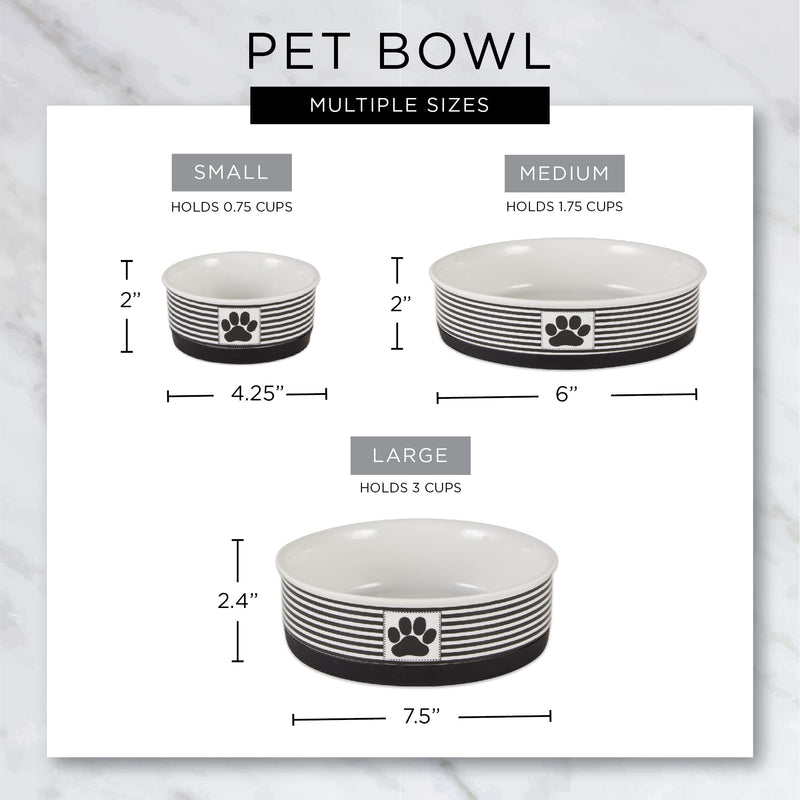 Bone Dry Trellis Paw Print Pet Bowl Set Microwave & Dishwasher Safe, Non-Slip Silicone Bottom for Less Mess, Small 4.25x2, Black, 2 Count Small Set, 4.25x2" - PawsPlanet Australia