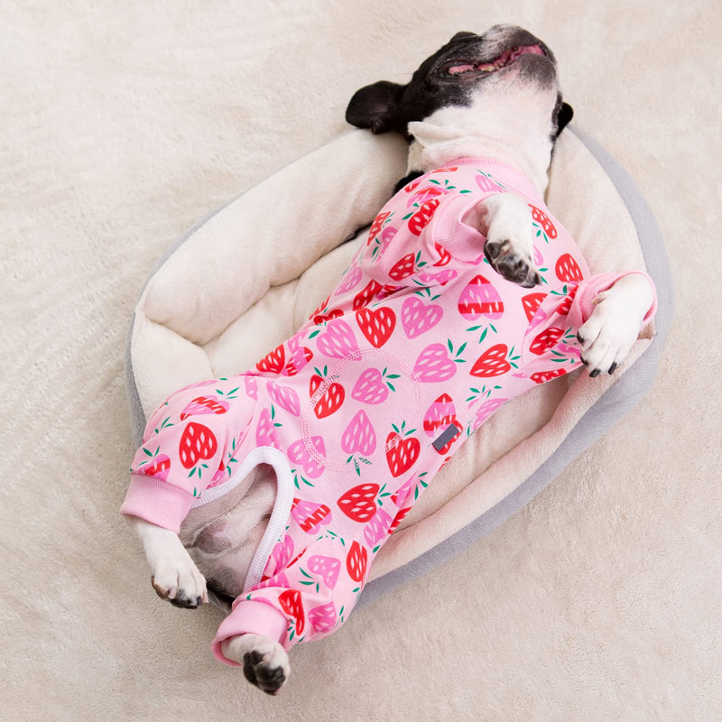 Dog Surgery Recovery Suit, Dog Onesie for Surgery Female Male Dogs, Dogs Pajamas Long Sleeve, Small Dogs Onesie, Abdominal Wound Bandages Surgical Suit, Cat Recovery Suit for Shedding Skin Disease Medium Strawberries - PawsPlanet Australia