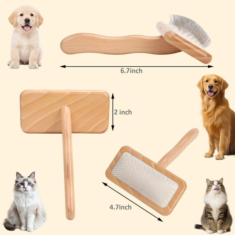 Slicker Brush for Dogs and Cats, Grooming Brush for Long & Short Hair Dogs - Gently Reduce Shedding, Remove Loose Hair, Tangles & Mats, with Coated Bristles, Ergonomic Handle - PawsPlanet Australia