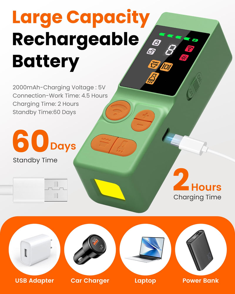 [Digital LED Display] ultrasonic Dog bark Deterrent with 4 Transmitters, Green 10 Gears Dog Training Device for Dogs, Rechargeable Anti Barking Device & Dog Repellent with Flashlight