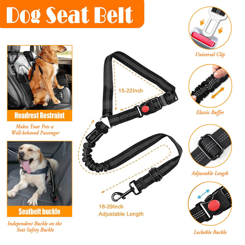 No Pull Dog Harness, Collar & Leash Set | Includes Dog Seat Belt, Collapsible Bowls & Poop Bag Dispenser. Ideal for Training, Walking, Hiking. Fits Small to Large Dogs(Pink-L) Pink - PawsPlanet Australia