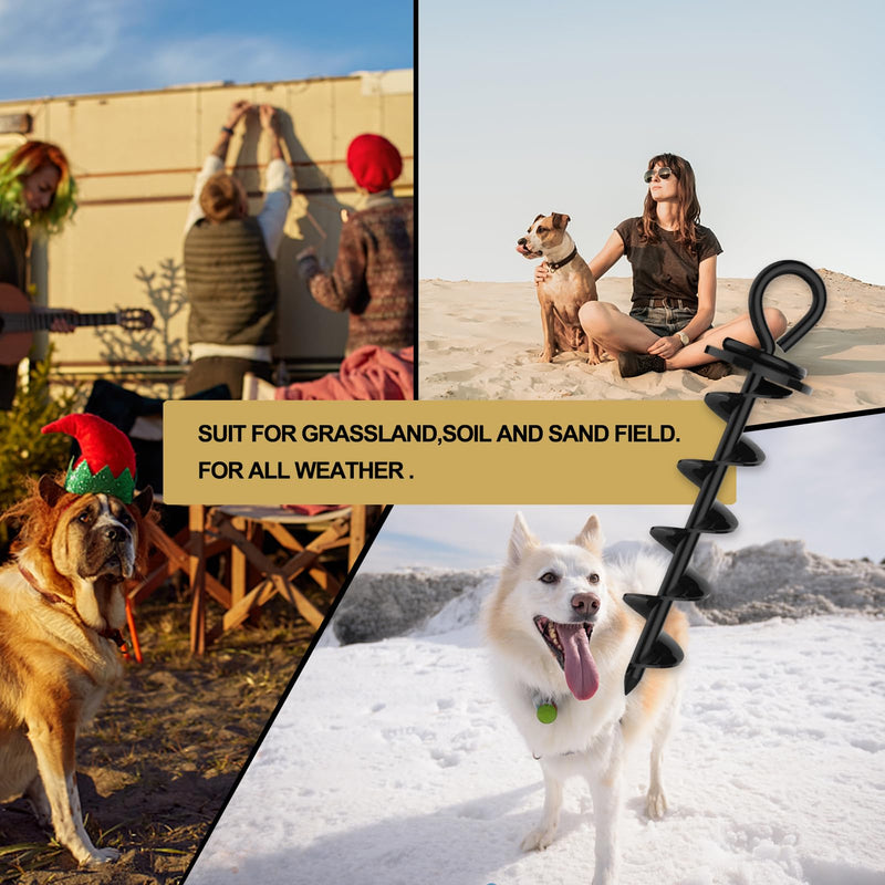 Eurmax USA Heavy Duty Dog Tie Out Stake for Large Dogs up to 210 lbs Dog Stakes for Outside,Dog Anchor, and Dog Gadget Dog Accessories Dog Leash Stake Dog Runner Trampoline Stakes 2-Pack (Black) Black-2pack - PawsPlanet Australia