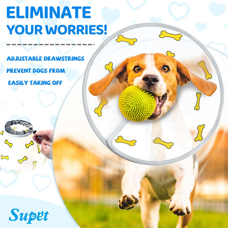 Supet Dog Cone Collar After Surgery to Stop Licking: Adjustable Recovery Elizabeth Collar Alternative for Large Medium Small Dogs, Plastic Pet Head Neck Cone (XS) Yellow XS(Neck: 9.5~11.5")