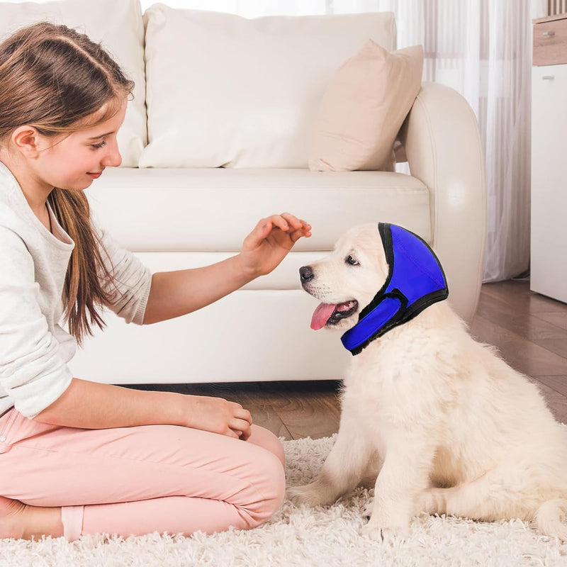 Happy Hoodie for Dogs, Dog Ear Defenders, Blue Dog Ear Protectors for Noise Relief, Calming Pet Ear Covers for, Fireworks, Grooming, Bathing, Swimming, Vet Visits, Travel