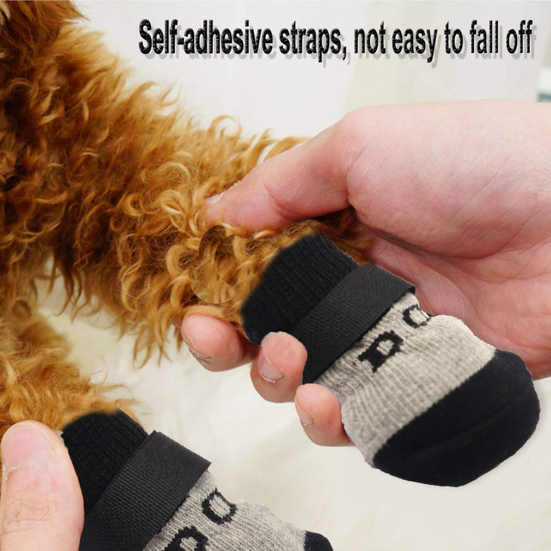 4 Pairs Anti-Slip Dog Socks and Cat Socks with Rubber Reinforcement and 8 Small Straps, Indoor Wear Pet Paw Protector for Hardwood Floors Cat Dogs Style 3 (M) Medium