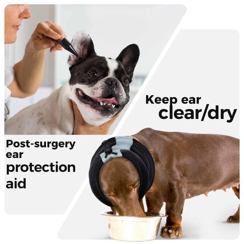 Dog Snood Ear Protector, Noise Cancelling Snood for Dogs Ear Protection with Adjustable Drawstring(Black, M)